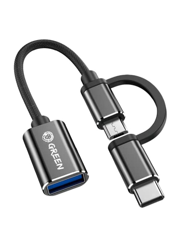 

Green Lion OTG Adaptor 2 In 1 Type-C Micro Super Fast Transmission, Silver