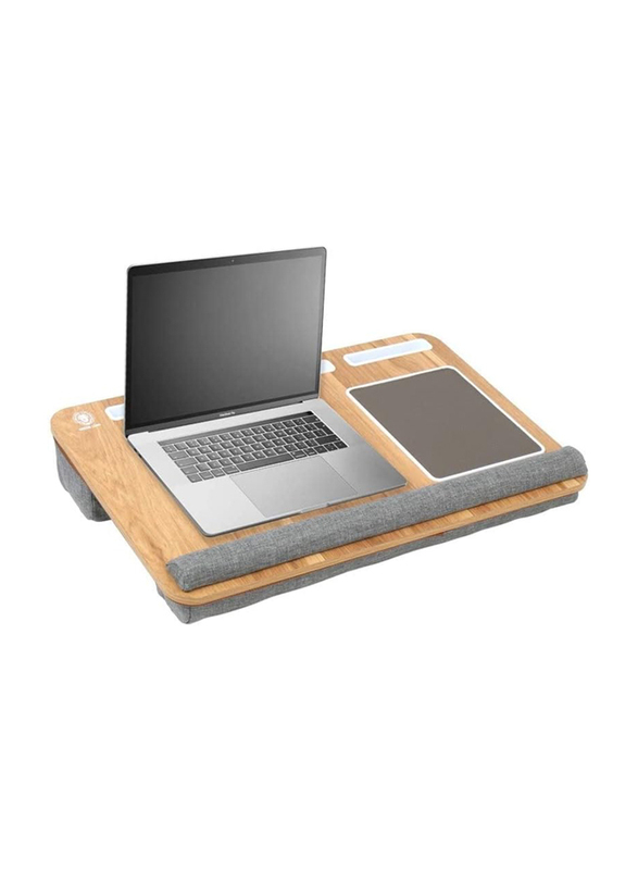 Green Lion Portable Laptop Desk for Bed Padded Wrist Rest, Brown