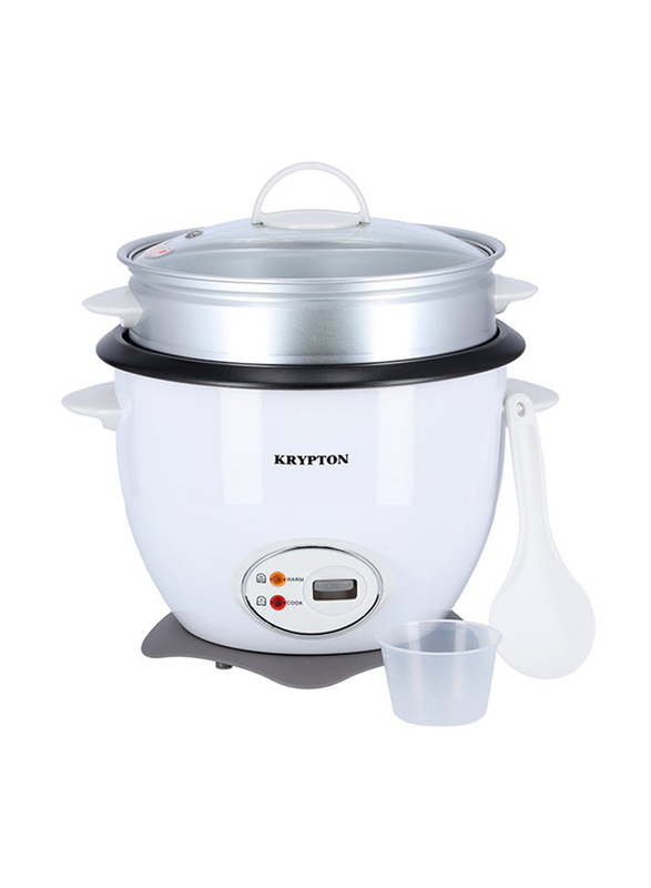 Krypton 1.8L Non-Stick Inner Pot Rice Cooker with Steamer, 700W, KNRC5283, White/Grey/Black