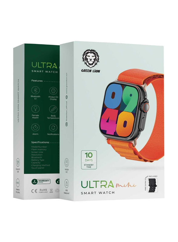 Green Lion 49mm Ultra Active Smartwatch, Black