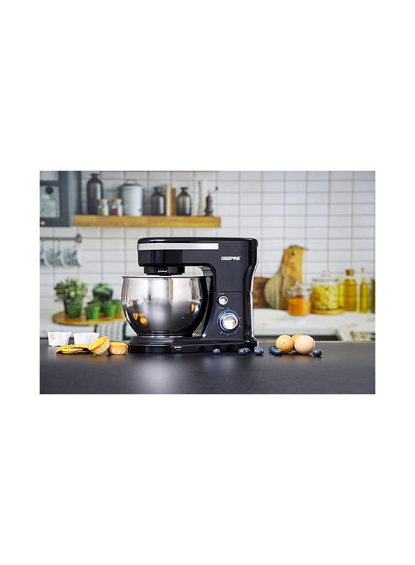 Geepas 5L 2-in-1 Stainless Steel Electric Hand & Stand Mixer, 1000W, GSM43038UK, Black