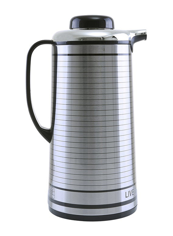 Royalford 1.3 Ltr Stainless Steel Vacuum Flask, Silver/Black