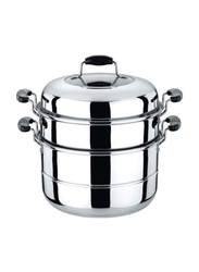 Royalford 30cm Double Layer Round Steamer Pot, Silver