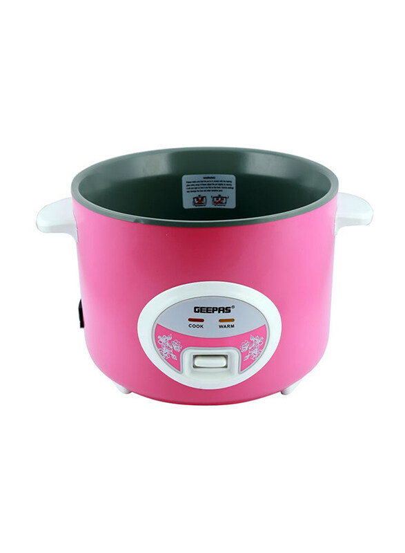 Geepas Non-Stick Inner Pot Deluxe Ricer Cooker, 700W, GRC4329, Pink/Silver