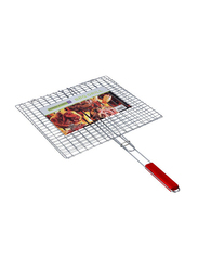 Royalford 40 x 45 x 74cm Foldable Portable Stainless Steel Barbecue Grill, RF10379, Silver/Red