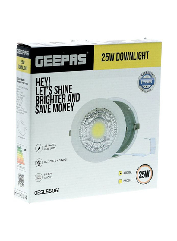 Geepas Round Slim Downlight LED Light, White