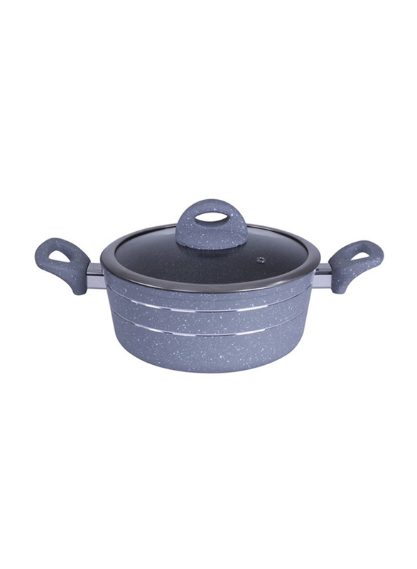 Royalford 22cm Round Casserole with Lid, Grey/Clear