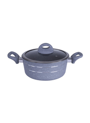 Royalford 22cm Round Casserole with Lid, Grey/Clear