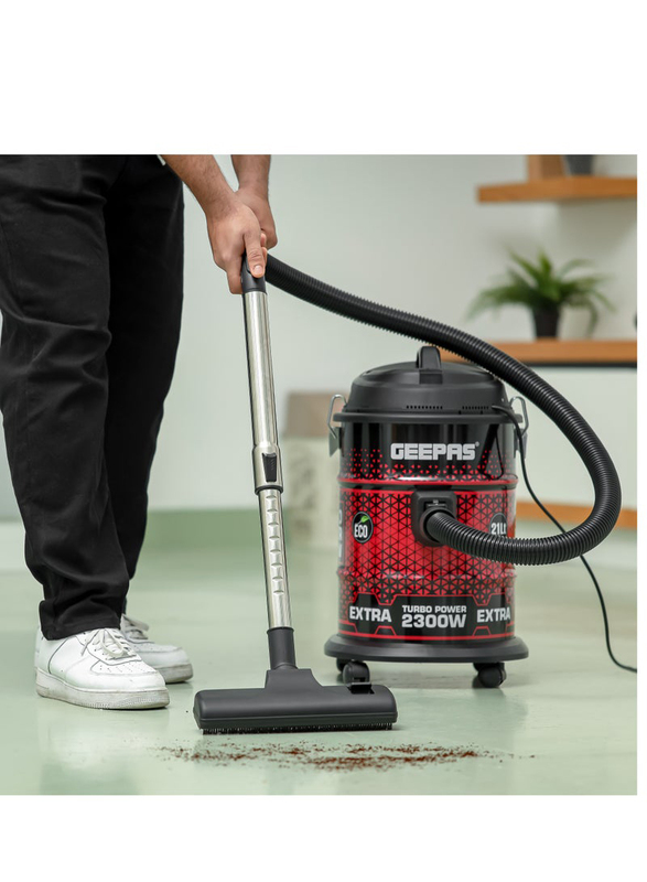 Geepas Drum Type Vacuum Cleaner With Dust Bag, 21L, 2300W, Gvc19018, Black