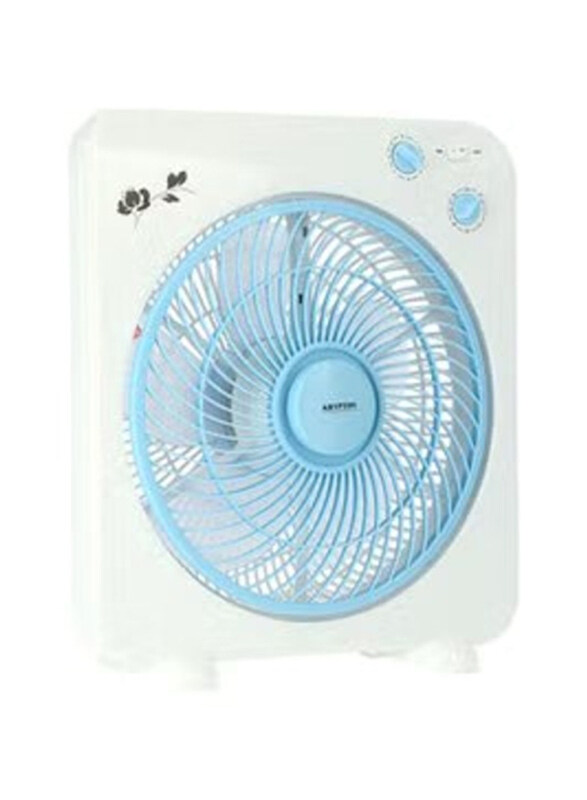 Krypton Personal Desk Box Fan With Copper Motor, KNF6115, White/Blue