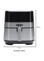 Geepas 5L Digital Air Fryer with Ice Tea/Coffee Maker Set, 1700W, GAF37510+GCM41516, Black/Silver