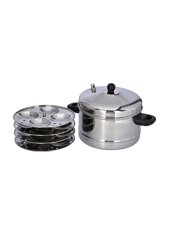 Royalford 4-Plate Stainless Steel Round Idli Cooker, 25x19.8x23cm, Silver