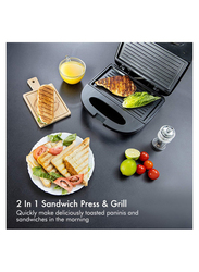 Geepas Portable Powerful 2 Slice Grill Maker with Non-Stick Coated, 750W, GGM6001, Black/Grey