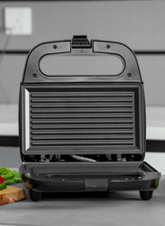 Geepas Portable Powerful 2 Slice Grill Maker with Non-Stick Coated Plates, GGM6001, Black/Grey