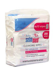 Sebamed 4 x 288 Count Cleansing Wet Baby Wipes for Delicate Skin, White
