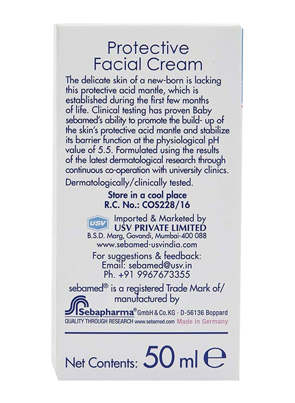 Sebamed 50ml Protective Facial Cream with Panthenol for Delicate Facial Skin, White