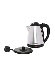 Geepas 1.8L Electric Tea Kettle, 1500W, with Auto Shut Off & Boil Dry Protection, Safety Lock Lid, 360 Degree Rotational Base & Ergonomic Handle, GK5454B, Silver/Black