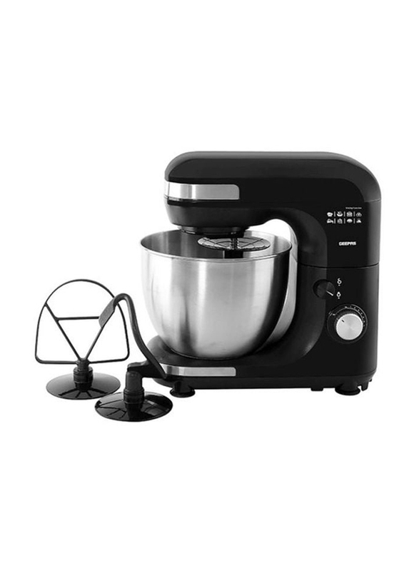 Geepas Multi Functional 7 Level Mixing Speed Stand Mixer, GSM43013, Black/Silver