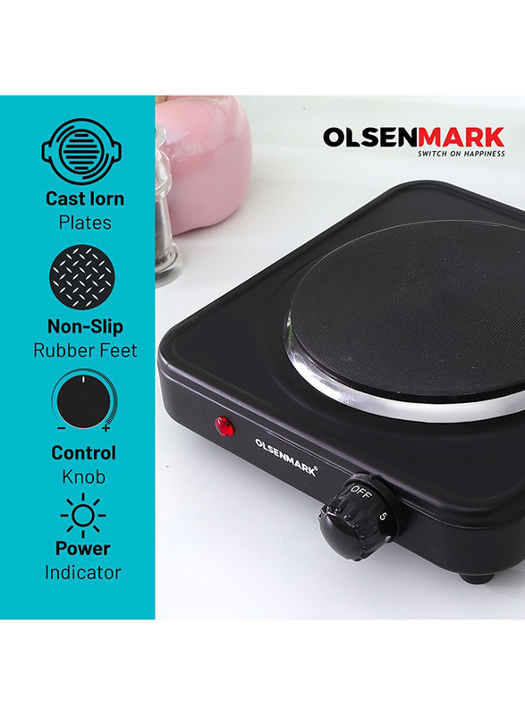 Olsenmark Electric Hot Plate, 1000W, OMHP2033Y, Black