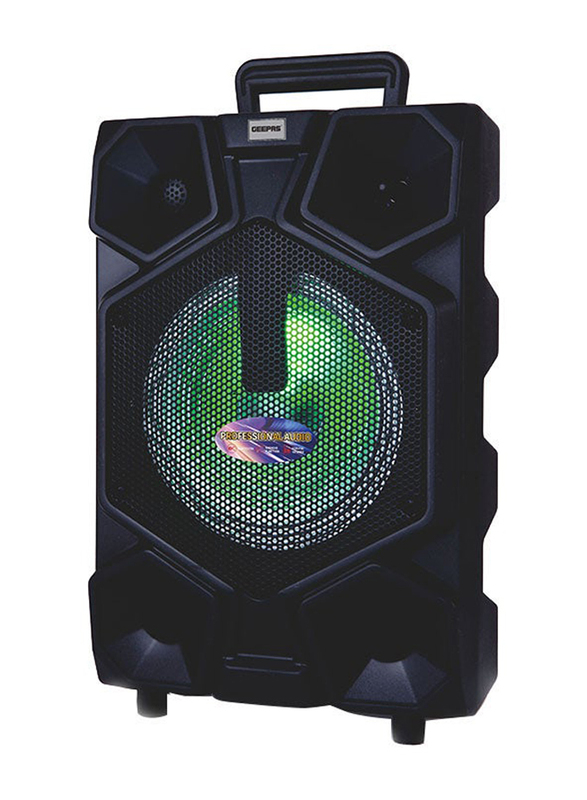 Geepas 8 Inch Trolley Bluetooth Professional Speaker with LED Lights, Gms8575, Black