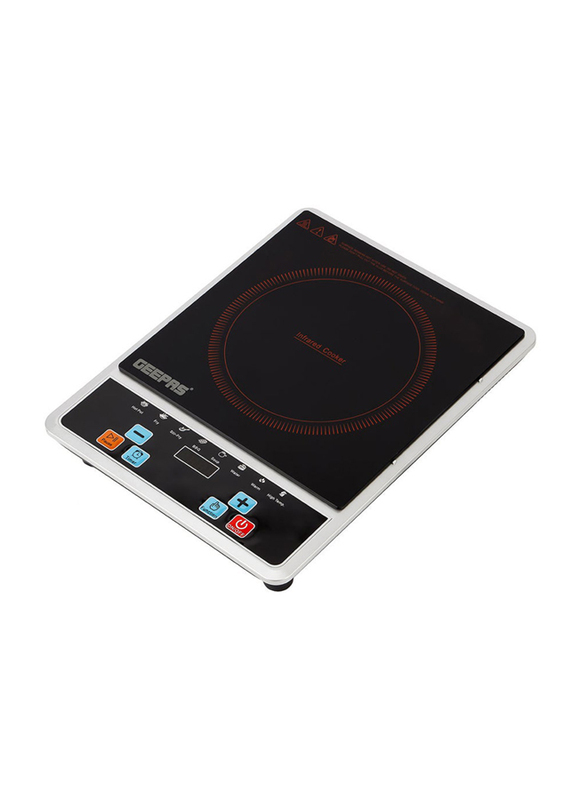Geepas Digital Infrared Cooker Infrared Burner with 10 Level Adjustable Temperature Single Cooking Hob with Button Control, 2000W, GIC6101N, Black