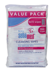 Sebamed 5 x 360 Count Cleansing Baby Wipes with Panthenol, White