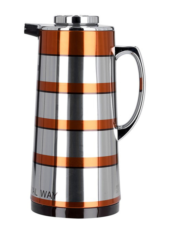 Royalford 1.3 Ltr Double Wall Golden Figured Vacuum Flask, Multicolour
