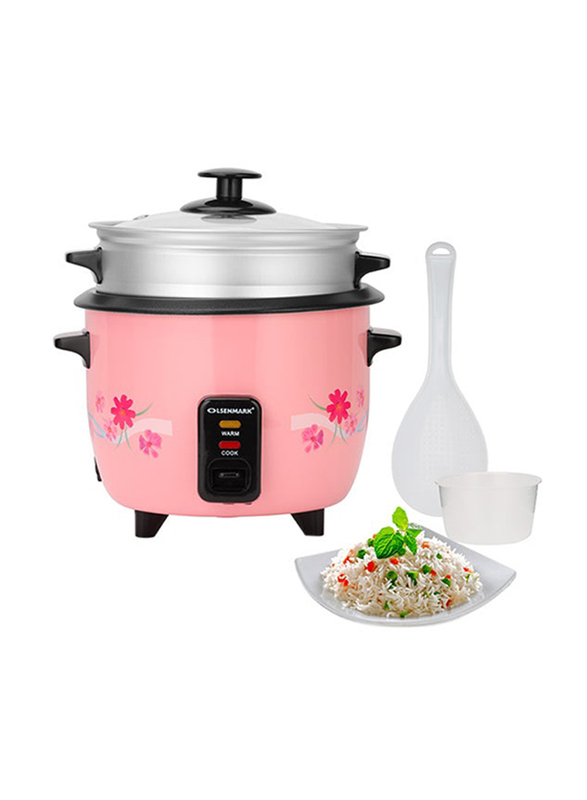 Olsenmark 1L 3-In-1 Electric Rice Cooker, 400W, OMRC2250H, Pink
