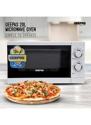 Geepas 20L Microwaves Oven, 1200W, with Re-Heating & Fast Defrosting, Adjustable Temperature & Timer Function, GMO1894-20LN, White