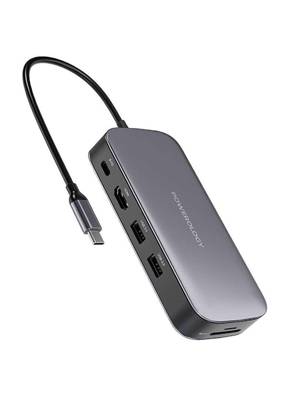 Powerology 512GB USB-C Hub & SSD Drive All-in-one Connectivity & Storage, Black