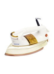 Geepas Heavy Weight Dry Iron with Teflon Plated Sole Plate, 1000W, GDI2750, White/Gold