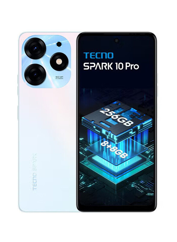 

Tecno Spark 10 Pro 256GB Pearl White, 8GB RAM, 4G LTE, Dual Sim Smartphone, Middle East Version