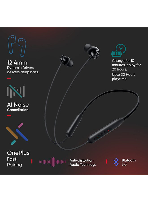 OnePlus Z2 Bullets Wireless In-Ear Earphones, Magico Black