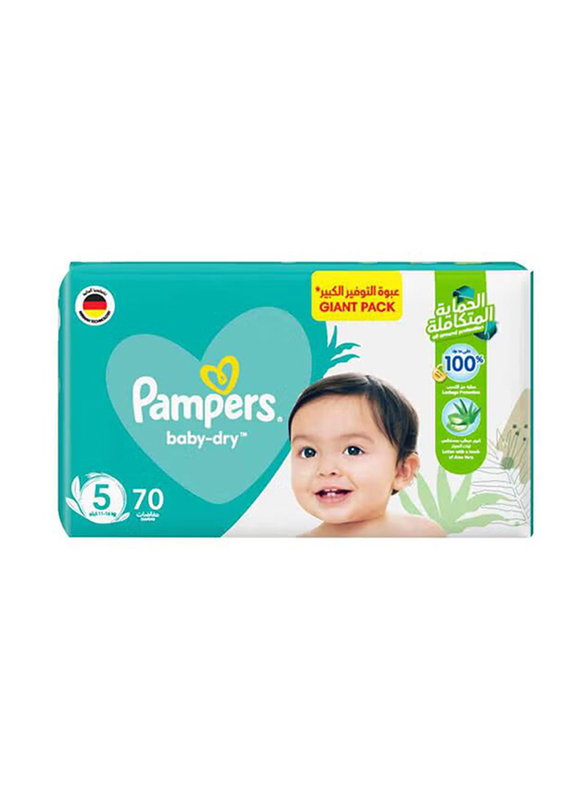 Pampers Premium Care Taped Baby Dry Pants Diapers with Aloe Vera Lotion, Size 5, 11-16 KG, 70 Count
