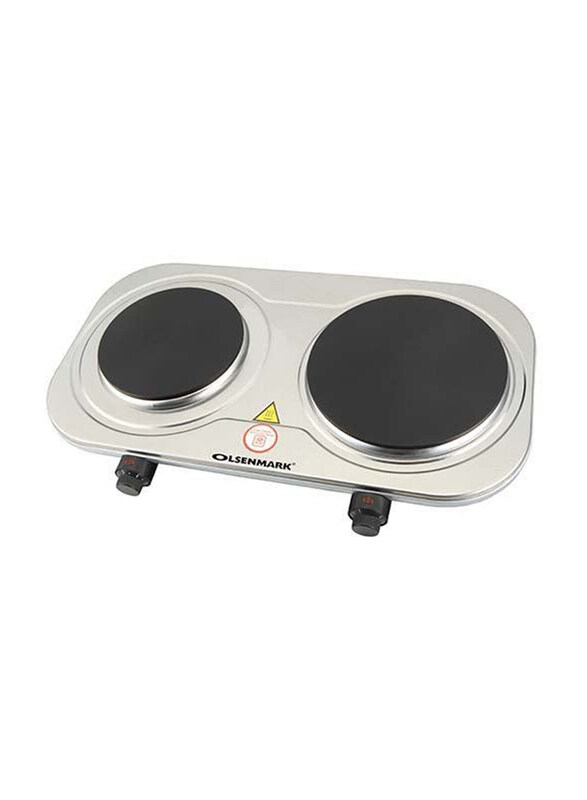 

Olsenmark Electric Double Burner Hot Plate, 2500W, OMHP2396, Silver/Black