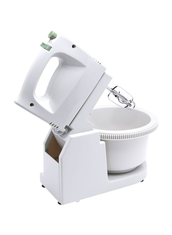 Geepas Handheld Mixer with Stand & Bowl, 200W, GHB2002, White