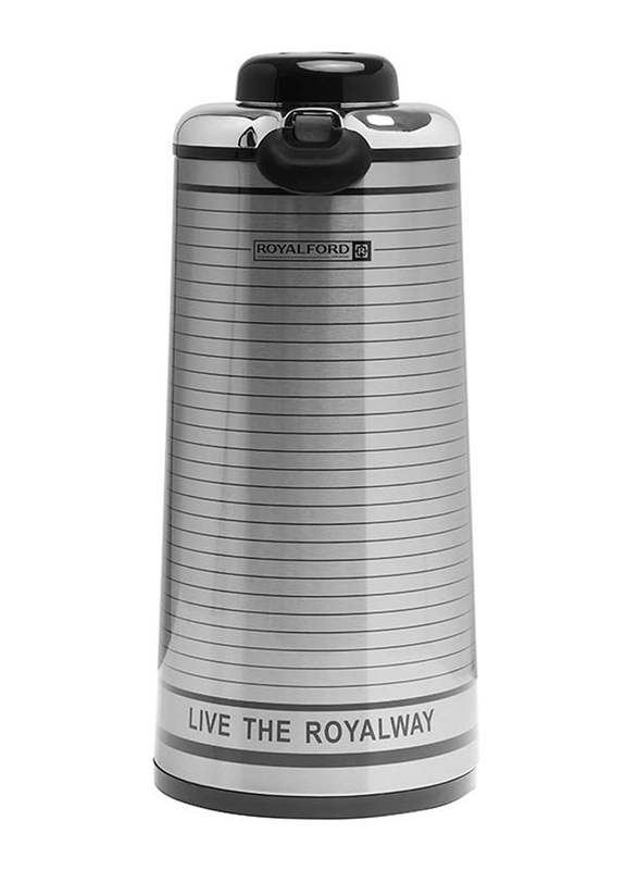 Royalford 1.3 Ltr Stainless Steel Vacuum Flask, Silver/Black