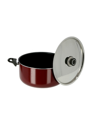 Royalford 24cm Non-Stick Round Cookware with Lid, Red/Silver