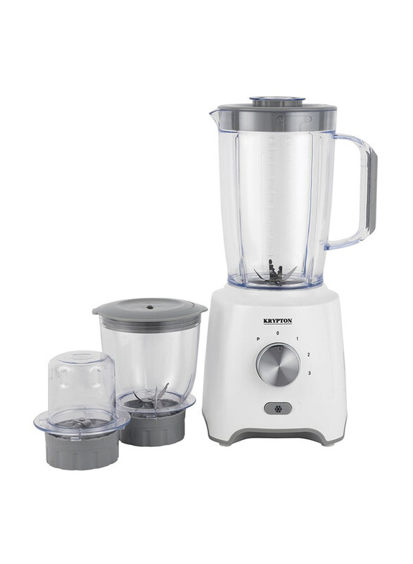 Krypton 1.8L 3-in-1 Blender with Unbreakable Jars, 600W, KNB6029, White/Grey