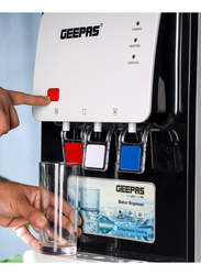 Geepas Desktop Water Dispenser with Three Taps, 580W, GWD17022, White/Black