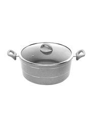 Royalford 24cm Round Casserole with Lid, Grey/Clear