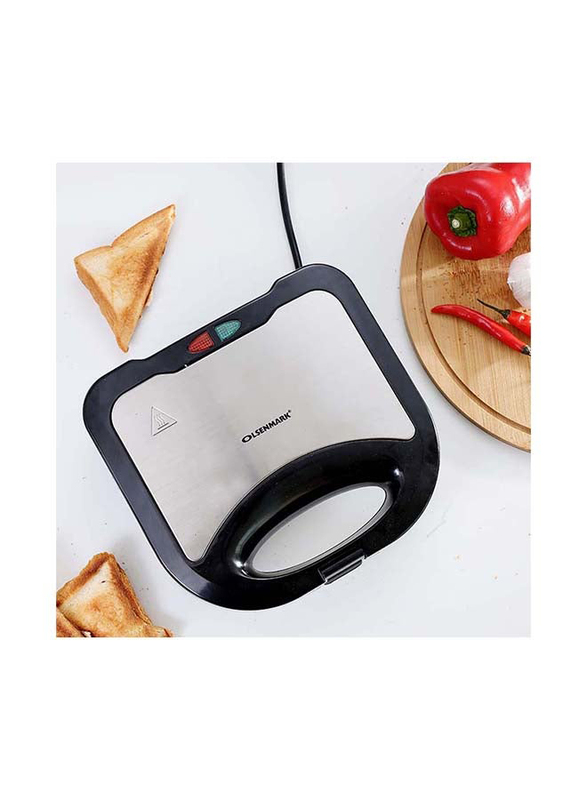 Olsenmark 2 Slice Sandwich Maker Equipped with Non Stick Coating & Overheat Protection, 750W, OMGM2321, Black