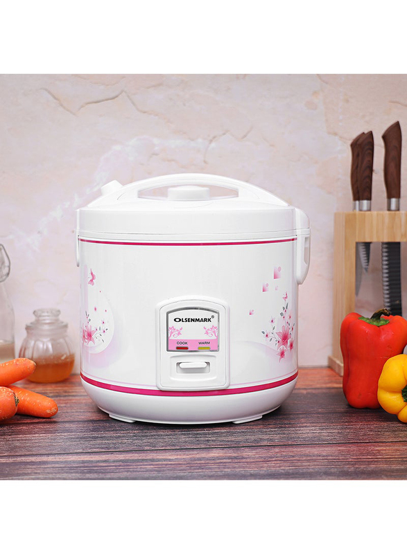 Olsenmark 2.2L Rice Cooker, 900W, OMRC2136, Pink/White