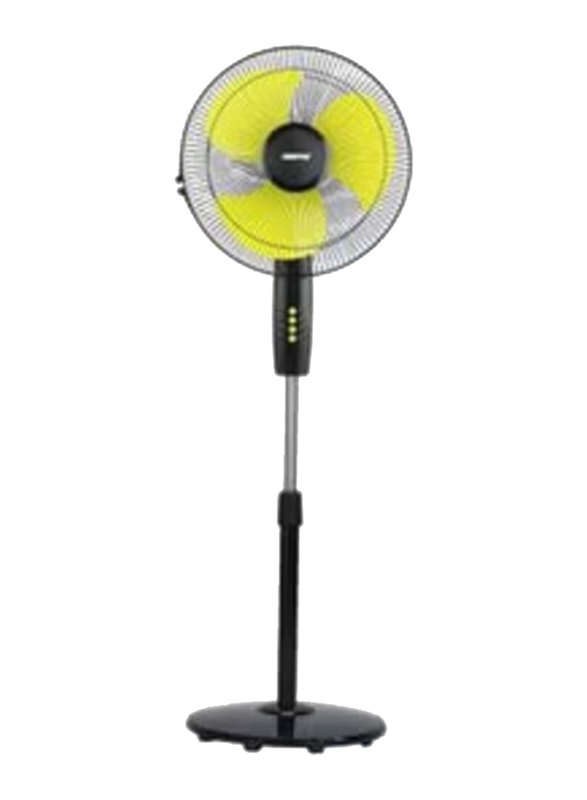 Geepas 16-Inch High Speed Pedestal Fan With 3 Blades, 130W, GF21126, Black/Yellow