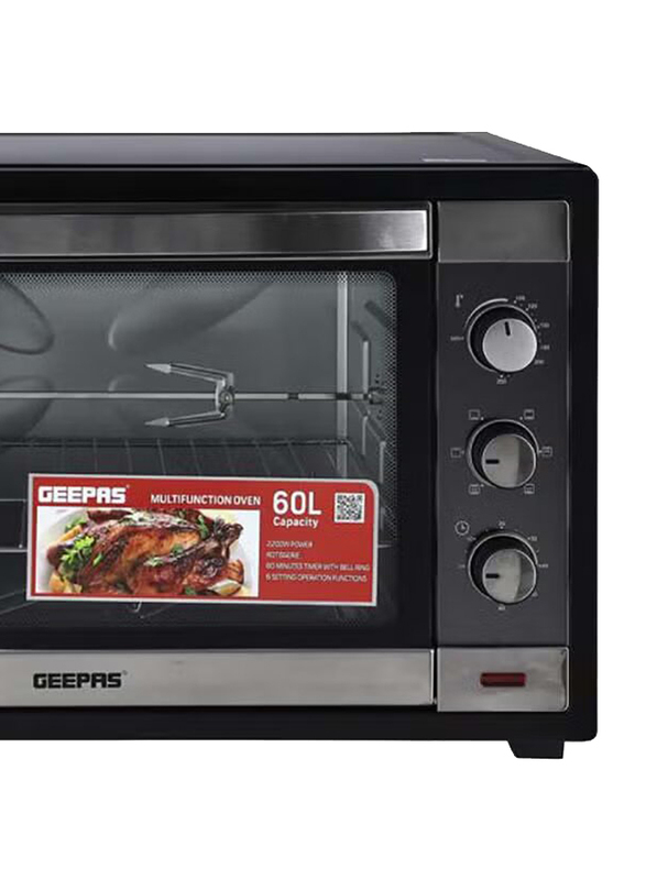 Geepas 60L Electric Oven, 2000W, with Rotisserie Function, GO4459N, Black