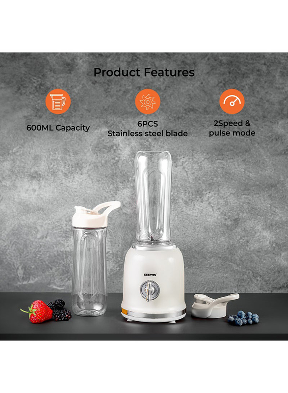 Geepas 6L 8-Piece Personal Blender with 2 Speed & Pulse Mode, 300W, GSB44113, White/Grey