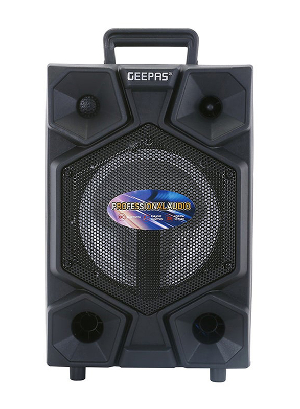 Geepas 8 Inch Trolley Bluetooth Professional Speaker with LED Lights, Gms8575, Black
