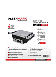 Olsenmark Super-Jumbo Grill Sandwich Maker, 2000W, OMGM2441, Black/Silver