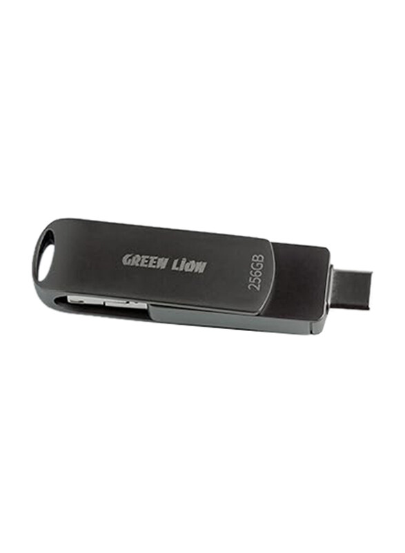 Green Lion 256GB 4 In 1 Pro Metal Flash Drive Lightning Micro Type-C USB-A Support, Black