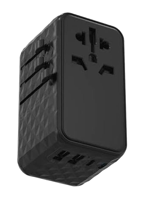 Powerology 100W Universal GaN Super Charger X2 Type C Port & X2 USB A 15W Port, Black